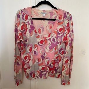 Garnet Hill lightweight sweater in floral pattern, L